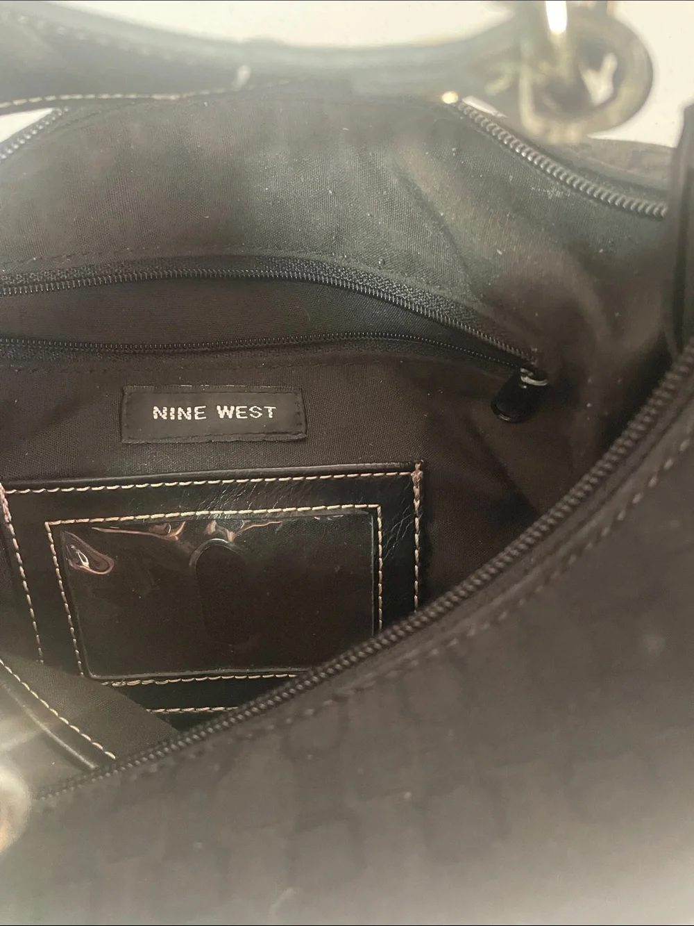 Nine West Black Hobo Shoulder Bag with Front Zip